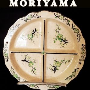 Ceramic Serving Platter - Moriyama 4 Section Cherry Blossoms on cream field
